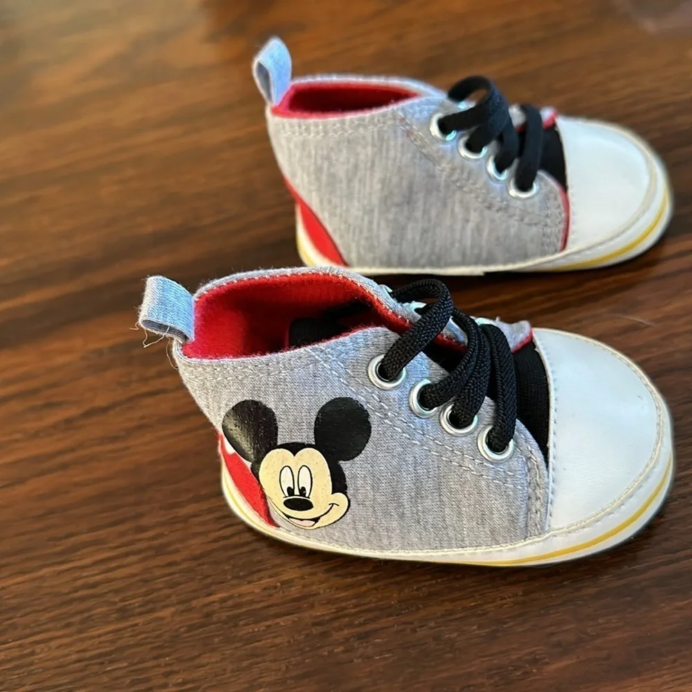 🎈🎈 3 pair of shoes all size 3-6 month. One Disney, 1 Gerber, one Child of Mine